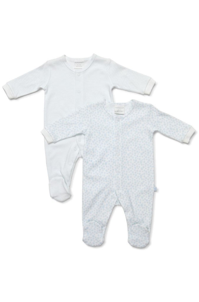 MARQUISE BOYS PALE BLUE 2PK FOOTED BODYSUITS